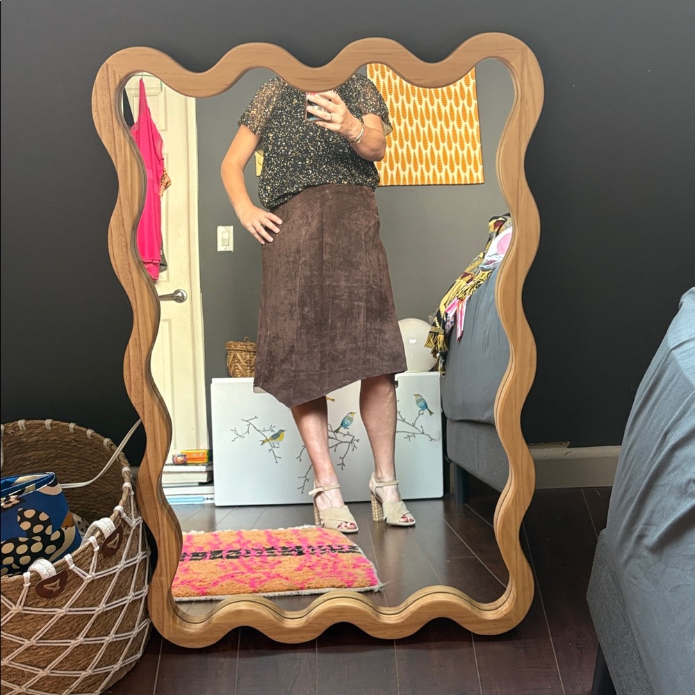 NWT💥Suede Dark Brown A-Line Skirt